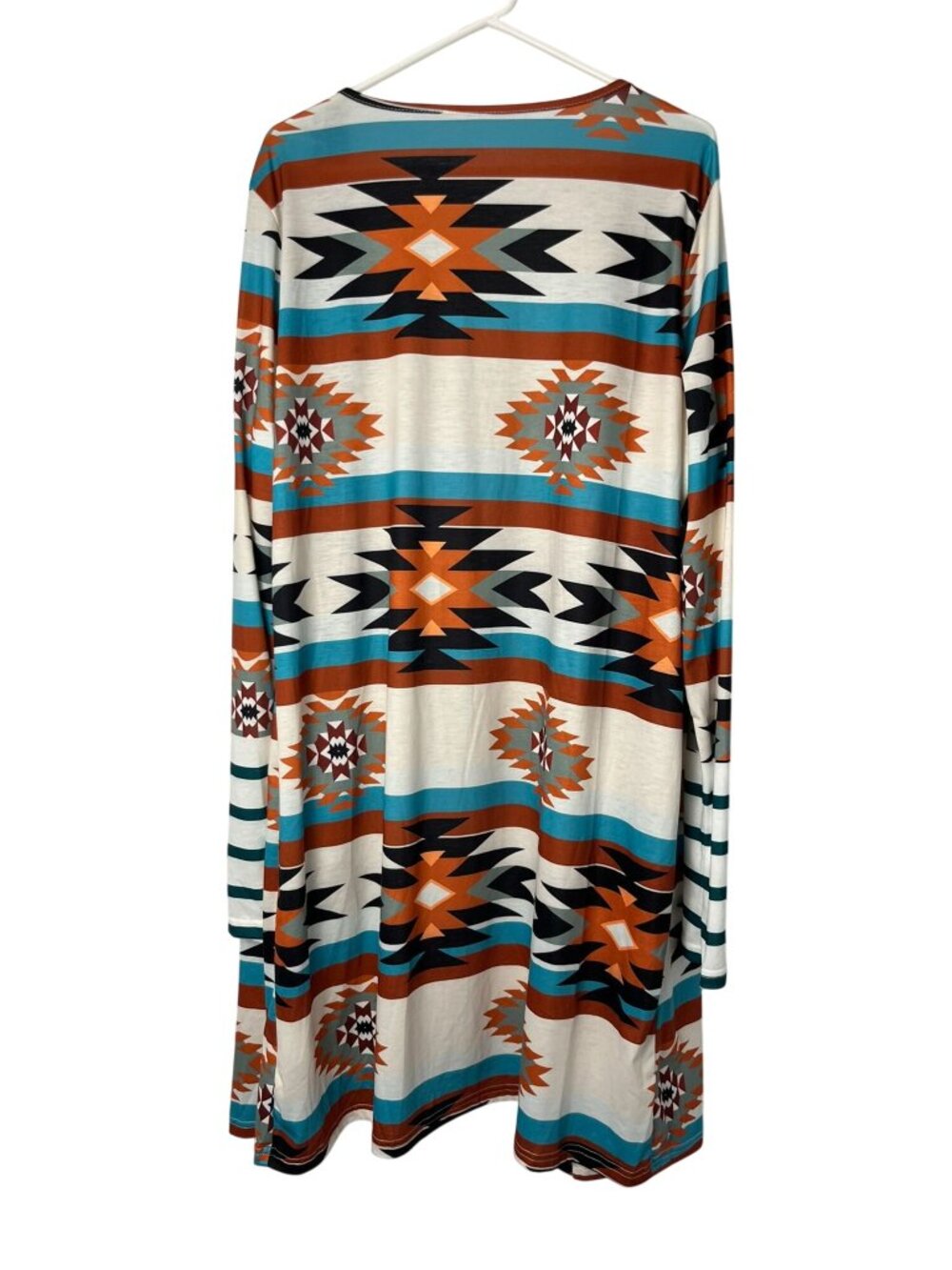 Women’s XXL Tribal Aztec Geometric Open Front Long Duster Used - Picture 2 of 12